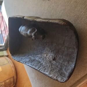 Carved wooden bowl with Buffalo- South Africa